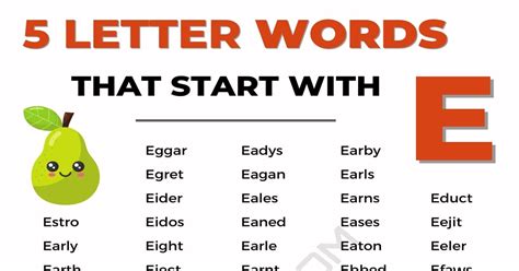 333 Useful 5 Letter Words Starting with E • 7ESL