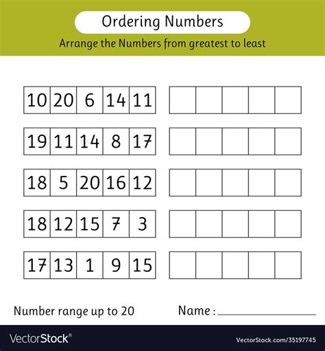 Image result for Ordering Real Numbers Worksheet
