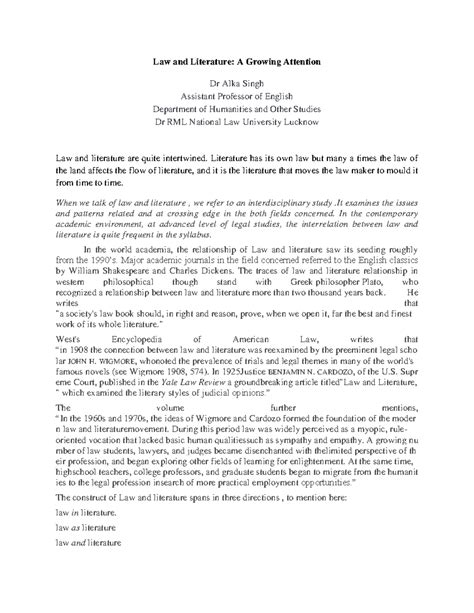 References on Law and Literature - Law and Literature: A Growing ...