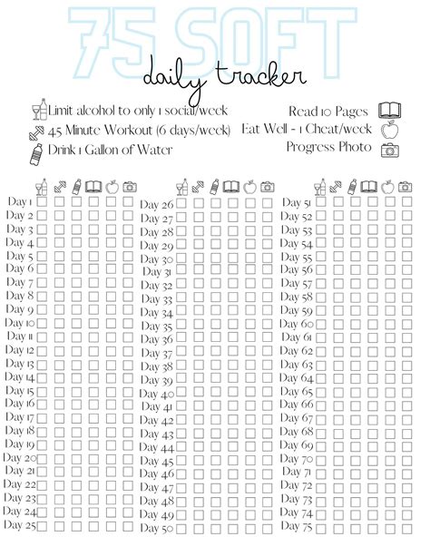 75 soft challenge printable tracker gym printable planner – Artofit