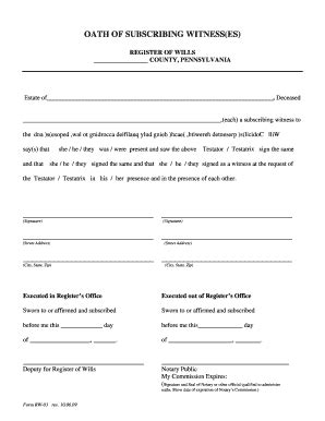 Fillable Online eriecountygov OATH OF SUBSCRIBING WITNESS(ES) - Erie ...