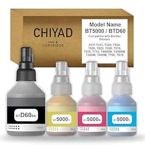 CHIYAD Ink Compatible for Brother BT6000Bk / BT5000 DCP T310, T300 ...