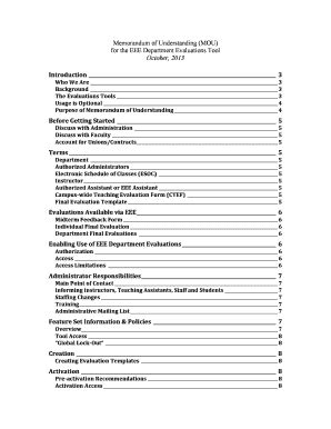 Fillable Online eee uci Memorandum of Understanding MOU for the EEE ...