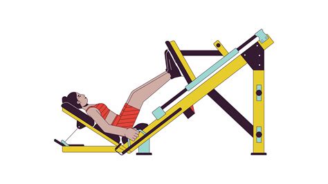 Woman bending knees on leg press machine line cartoon animation ...