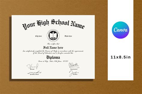 Fake High School Diploma Template