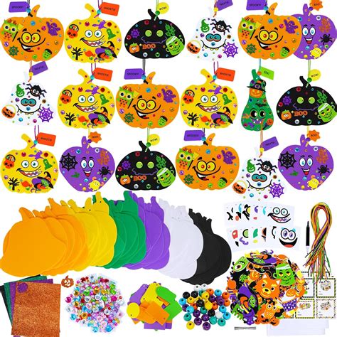 Amazon.com: Winlyn 36 Sets Halloween Pumpkin Decorations DIY Foam ...
