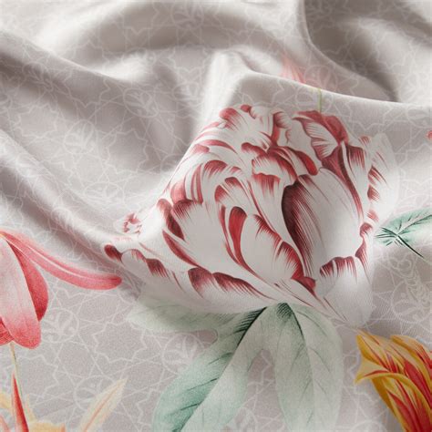 Mink Melancholia Monogram Print Silk Twill Scarf | Ipekevi