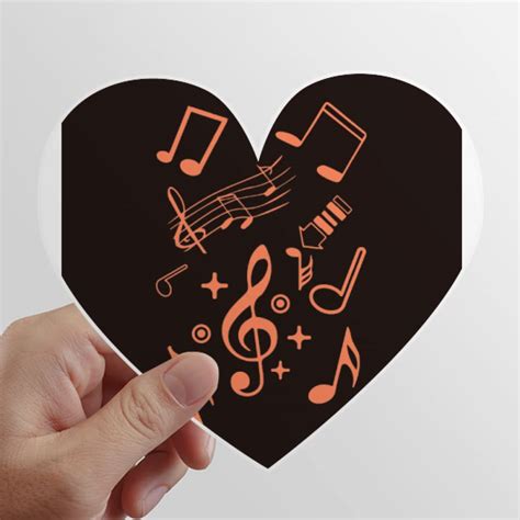 N/A Musical Notation Black Heart Vinyl Sticker Bicycle Bottle Decal ...