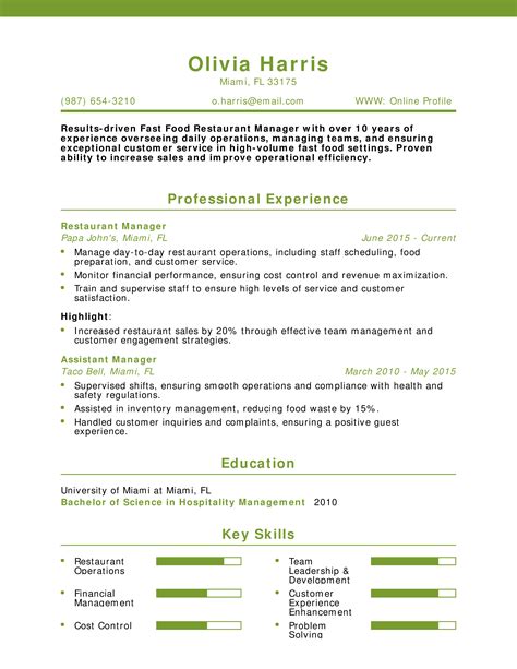 25 Fast Food Worker Resume Examples and Templates for 2025 ...
