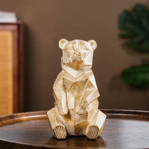 Gold Accent Bear Statue Online - Premium Decor Object | Nestasia