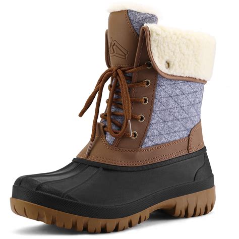 Bocca Women's Insulated Snow Boots Brown&Gray Mid-calf Winter Boots ...