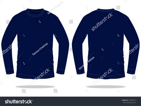 Navy Blue Long Sleeve T Shirt Stock Vector 778235671 - Shutterstock