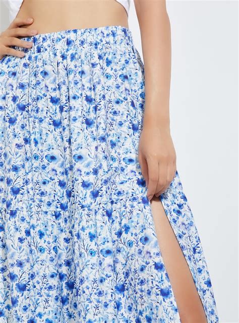 Buy ALAYA F x URB_N Women Floral Print Slit Long Skirt Online at just ...