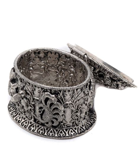 Antic Finish Handcrafted Ranganathar Kumkum Box In Pure Silver - Silver ...
