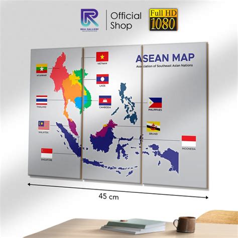 Jual Hiasan Dinding Sekolah Peta Asean Pajangan Dekorasi Poster Kayu ...