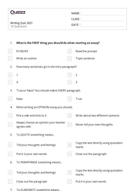50+ Informative Essay Structure worksheets on Quizizz | Free & Printable