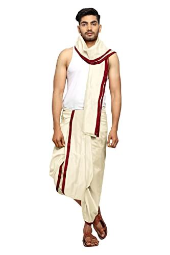 Rameshwaram Fabrics Men's Silk Dhoti for Men Gold or Tusser Color ...