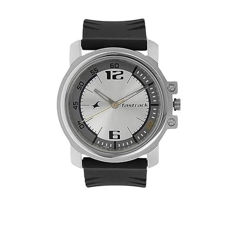 Fastrack Quartz Analog Two Toned Silver & Grey Dial Dark Blue Plastic ...