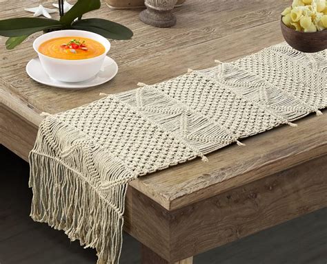 Buy Macrame Table Runner Handmade Cotton Macrame Stylish Table Runner ...
