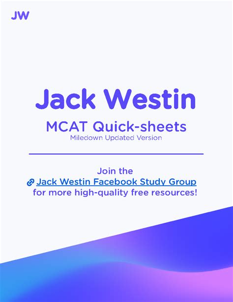 JW MCAT Quick-Sheets - review - Jack Westin MCAT Quick-sheets Miledown ...