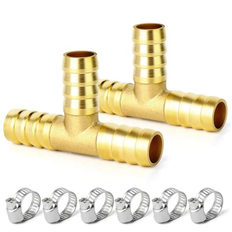 Amazon.com: GASHER 2 Pieces Brass Hose Barb Tee, 3-Way Tee Hose Fitting (5/8" x 5/8" x 5/8" Hose ...