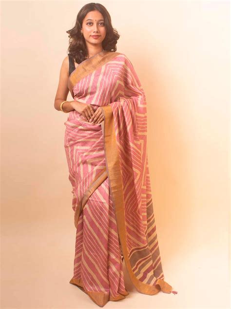 Zari Tussar Silk Saree with Digital Print - 18360 – AEVUM