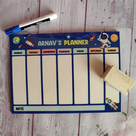 Customized Space Kids Weekly Planner