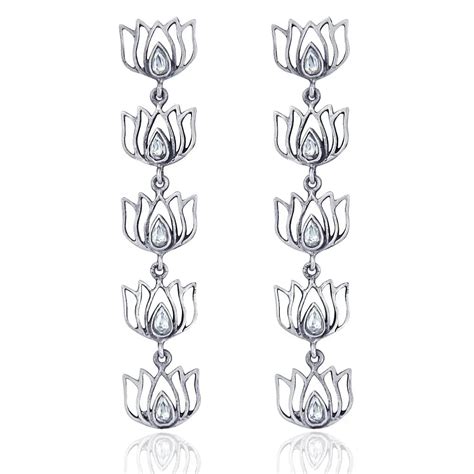 Buy 92.5 Silver Oxidized Lotus long earring Online - Unniyarcha ...