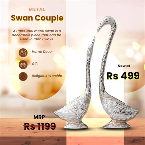 Elegant White Metal Kissing Swan Pair Showpiece for Home Décor ...