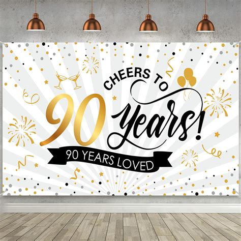 Happy 90th Birthday Backdrop Background Banner Large Men Women 90th ...
