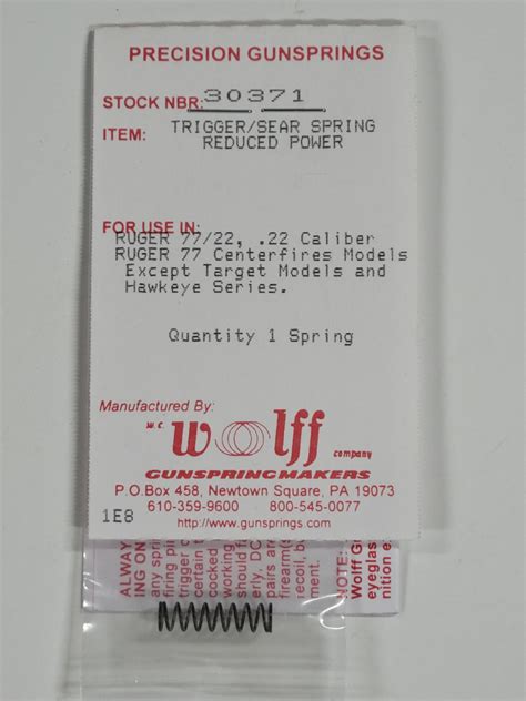30371 Wolff RUGER 77 22 RP SEAR TRIGGER Reduced Power SPRING - Accurate ...