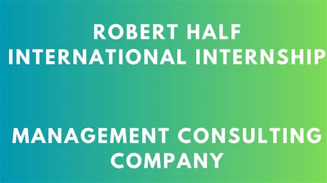 Robert Half Internship 2026 Robert Half International - Internship Sphere