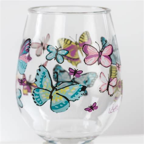 Butterfly 15oz Acrylic Stemless Wine Glass | Lolita