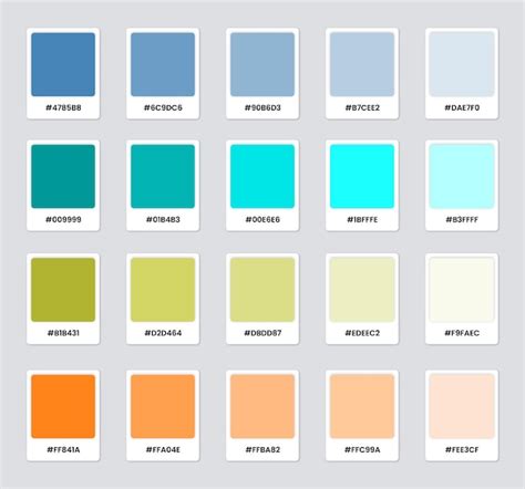 Color Code Chart with Names 的图像结果