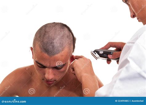 Barber Cutting Hair with Clipper Stock Image - Image of cute, beauty ...