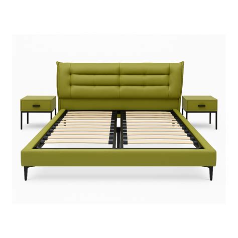 Verde Premium Upholstered Leather Bed With Sidetables – Beds India