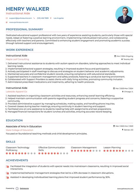 10+ Instructional Aide Resume Samples & Templates for 2025
