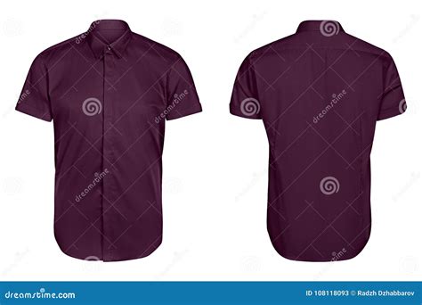 Classic Mens Violet Shirt Short Sleeve Isolated White Background Stock ...