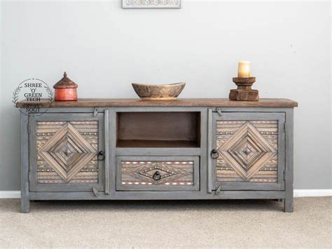Buy Hand Carved TV Unit Cabinet Storage Units Indian Solid Wood Online ...