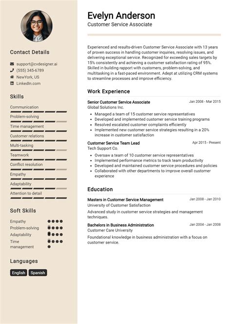 9 Customer Service Associate Resume Examples And Templates for 2026 - CVDesigner.ai