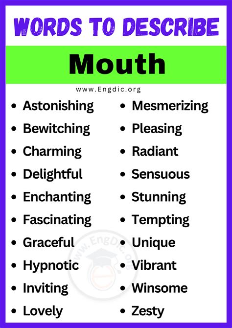 20+ Best Words to Describe Mouth, Adjectives for Mouth - EngDic