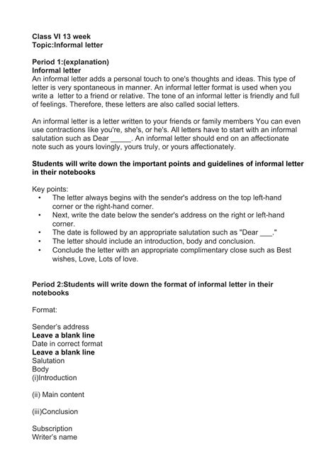 Informal Letter Format Example 的图像结果