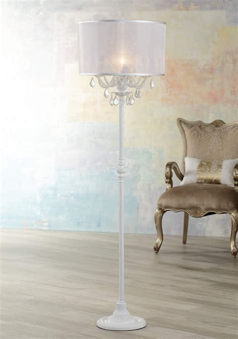 Ciara Draped Antique White Crystal Chandelier Floor Lamp - #2V787 ...