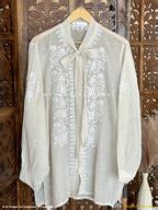 White Anvi Mulmul Chanderi Semi-stitched Chikankari Shirt