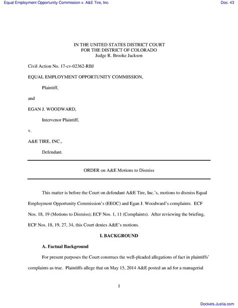 EAOC vs A & E - 1 IN THE UNITED STATES DISTRICT COURT FOR THE DISTRICT ...