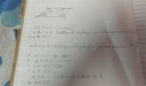 Q.9 Find the values of x and y in a parallelogram ABCD shown in the ...