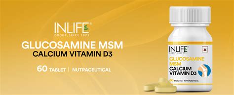 INLIFE Glucosamine Tablets for Joint | With MSM Calcium & Vitamin D3 ...