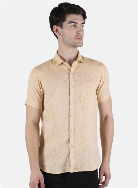 Buy Men Beige Solid Shirt Online in India - Monte Carlo