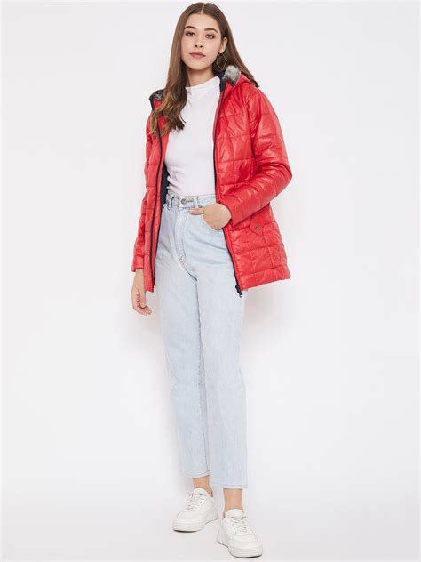 JUMP USA Women Red Solid Padded Jacket