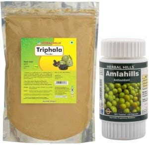 Herbal Hills Triphala Powder 1 Kg and Amla Capsules 60 for Healthy ...